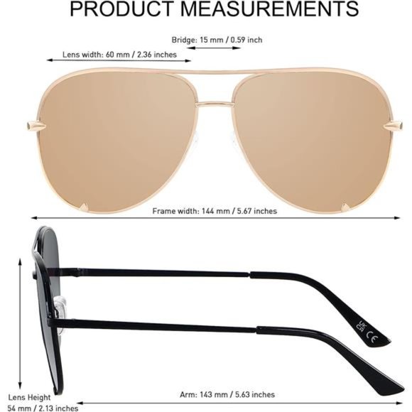 2 Pair Oversized Aviator Sunglasses Women Big Large UV Protection Fashion Summer - Picture 3 of 5